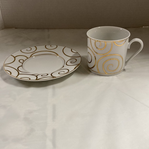 Pier 1 Gold Swirl Porcelain Cup and Saucer Set - Picture 5 of 10